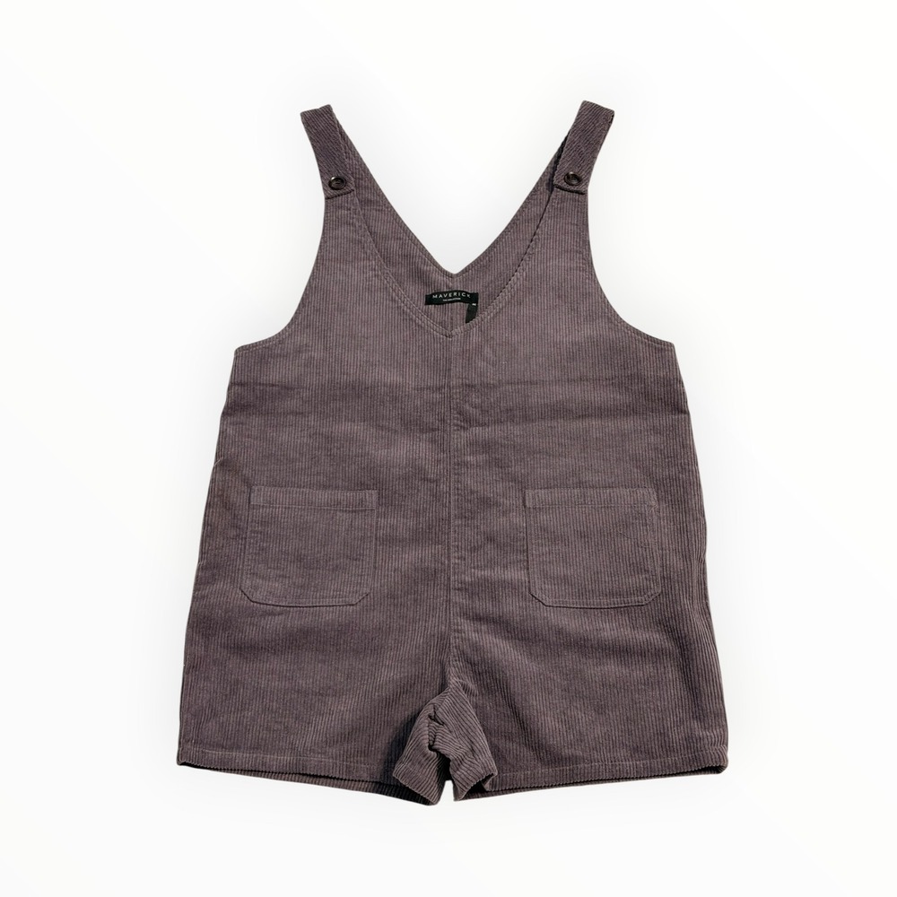 Maverick The Collection Brown Corduroy Sleeveless Romper Size M Utility Pockets - Picture 3 of 9